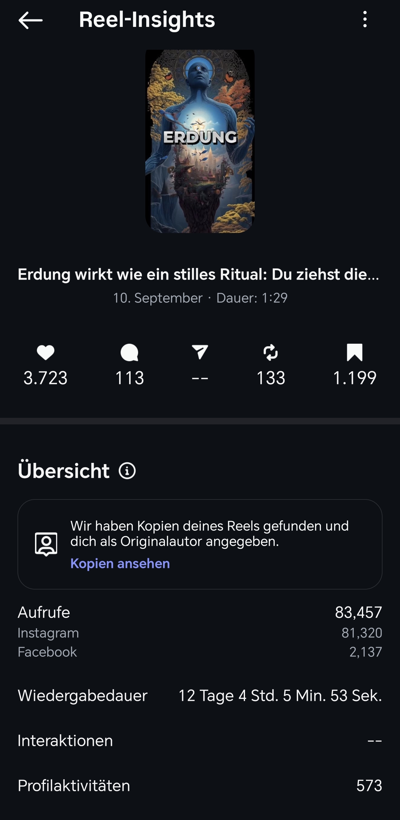 Instagram Reel Insights Screenshot
